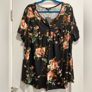 FOLUNSI 4X BLACK FLORAL BLOUSE (G)